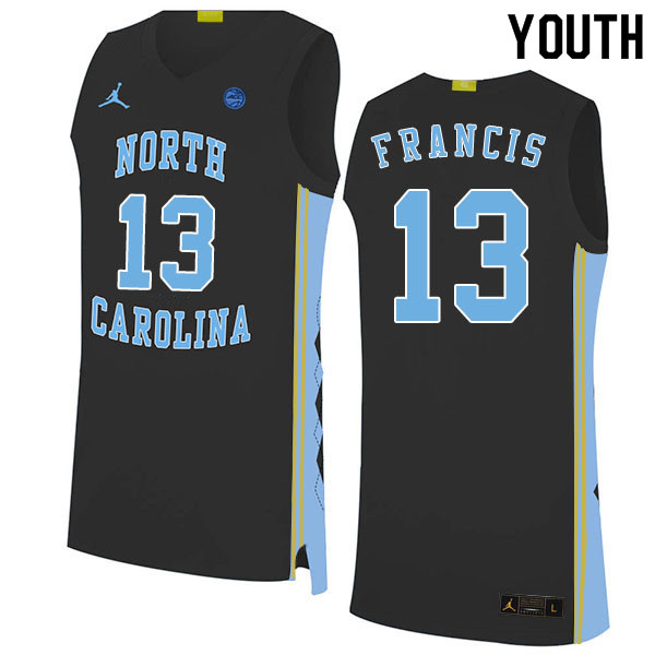 2020 Youth #13 Jeremiah Francis North Carolina Tar Heels College Basketball Jerseys Sale-Black